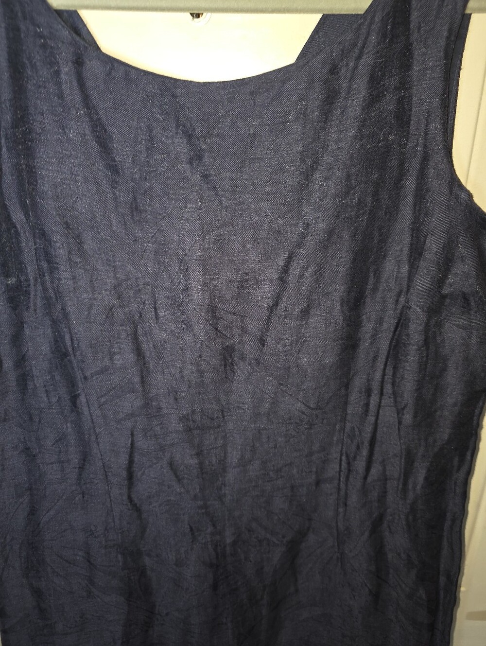 Sleeveless Navy Shift Dress with Side Pockets - Picture 8 of 15